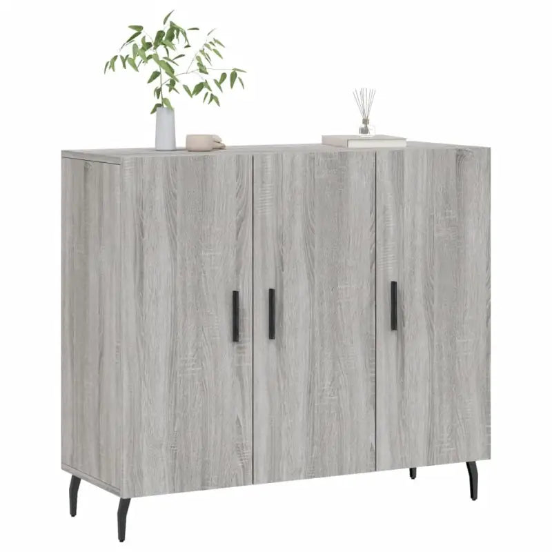 Moderne grijs Sonoma dressoir met metalen poten en bewerkt hout - Grijs sonoma / 1 - Dressoirs & buffetkasten