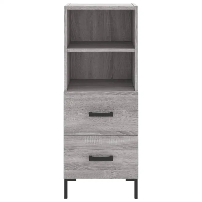 Moderne grijs sonoma dressoir met metalen poten en bewerkt hout - Dressoirs & buffetkasten