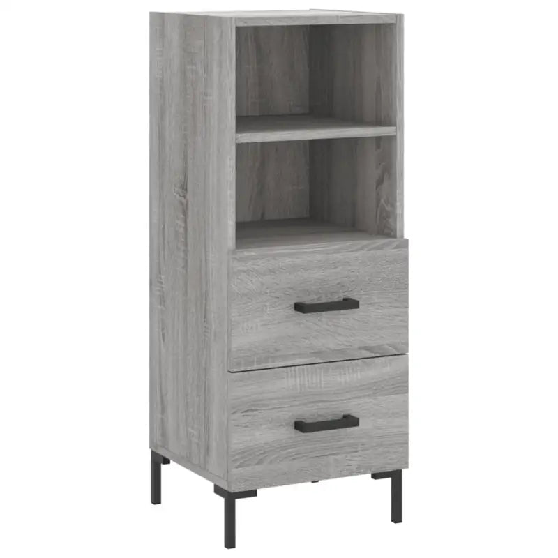 Moderne grijs sonoma dressoir met metalen poten en bewerkt hout - Dressoirs & buffetkasten