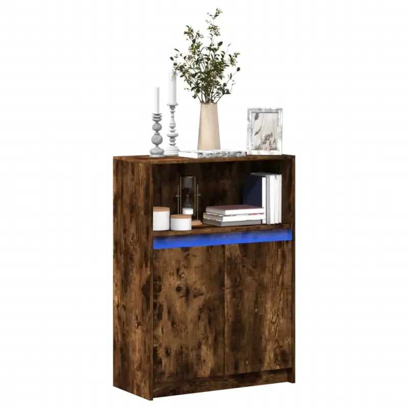Moderne grijs Sonoma Eiken dressoir met RGB LED-verlichting - Gerookt eiken / 1 / 72 cm - Dressoirs & buffetkasten