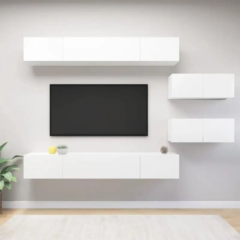 Moderne hangende TV-meubels met veel opbergruimte - Wit / 6 / 100 cm - Tv-meubels