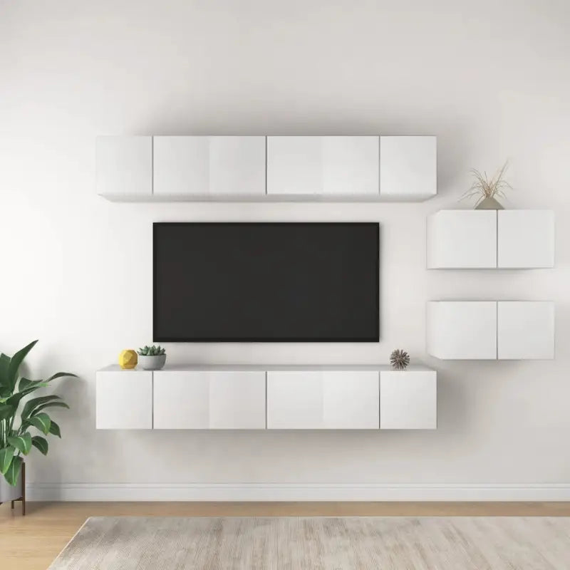 Moderne hangende TV-meubels met veel opbergruimte - Wit / 8 / 60 cm - Tv-meubels