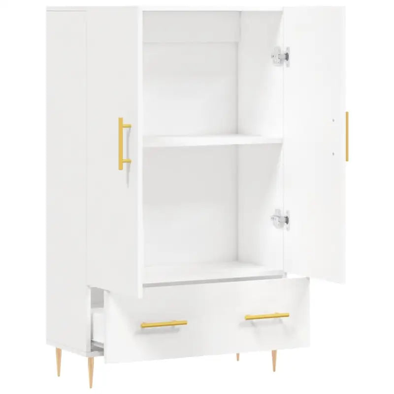 Moderne hoge kast met metalen poten van bewerkt hout - Dressoirs & buffetkasten