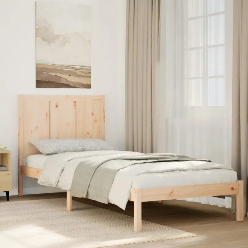 Moderne houten bedframe van massief grenenhout inclusief levering bevat - Naturel / 100 x 210 cm - Bedden & bedframes
