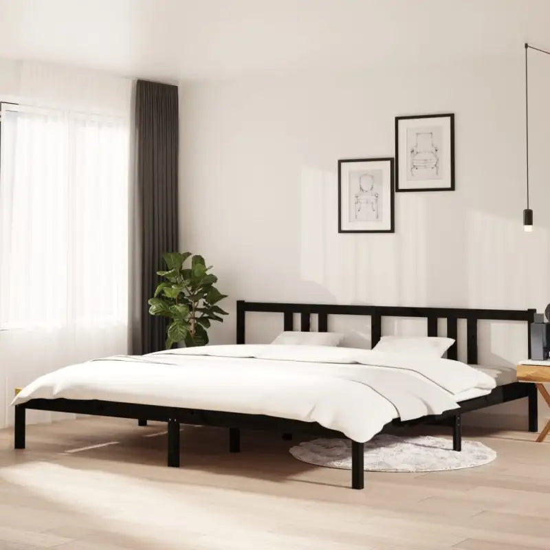 Moderne houten bedframe van massief grenenhout met levering bevat - Zwart / 200 x 200 cm - Bedden & bedframes