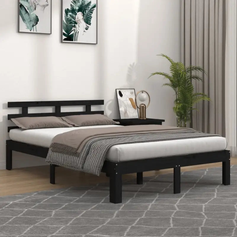 Moderne houten bedframe van massief grenenhout met levering bevat - Zwart / 200 x 200 cm - Bedden & bedframes