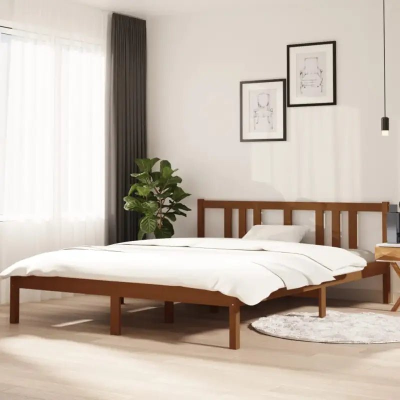 Moderne houten bedframe van massief grenenhout met levering bevat - Honingbruin / 150 x 200 cm - Bedden & bedframes