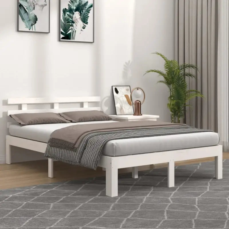 Moderne houten bedframe van massief grenenhout met levering bevat - Wit / 120 x 190 cm - Bedden & bedframes