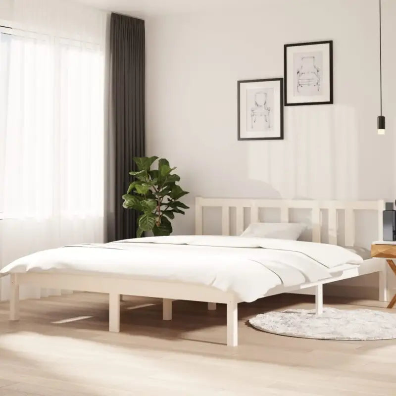 Moderne houten bedframe van massief grenenhout met levering bevat - Wit / 150 x 200 cm - Bedden & bedframes