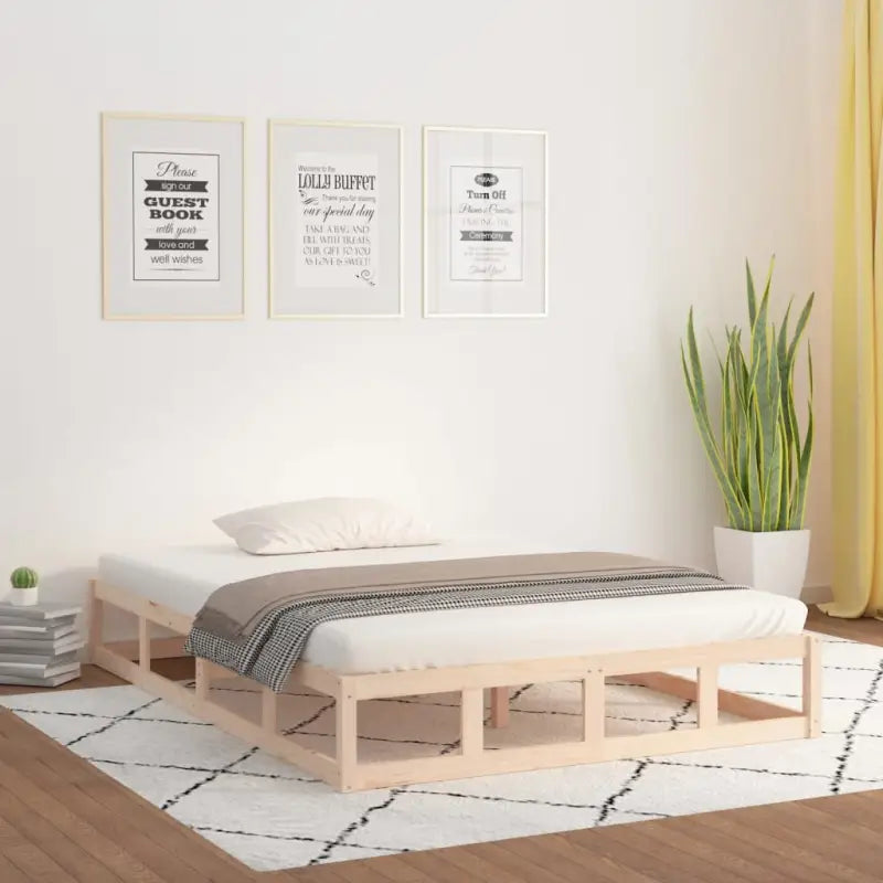 Moderne houten bedframe van massief grenenhout voor een stijlvolle slaapkamer - Naturel / 140 x 190 cm - Bedden &