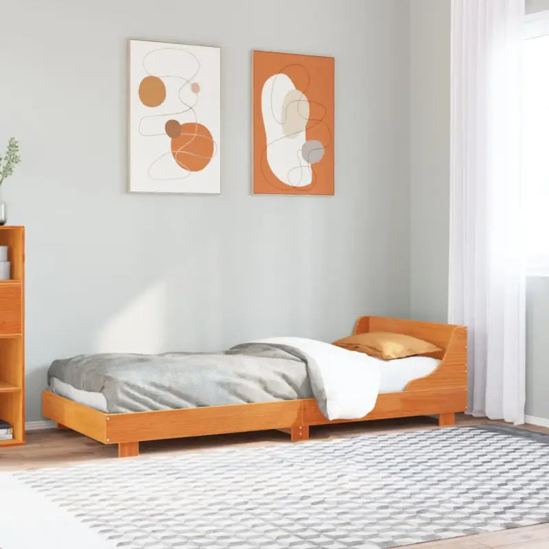Moderne houten bedframe van massief grenenhout voor een strakke slaapkamer - Wasbruin / 100 x 200 cm - Bedden &