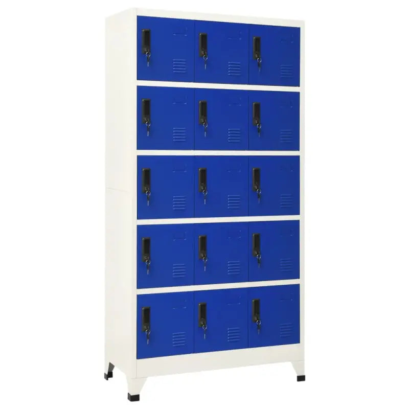 Moderne metalen opbergkast voor kantoorruimte - Grijs en blauw / 1 / Met 15 lockers - Opbergkasten & lockerkasten