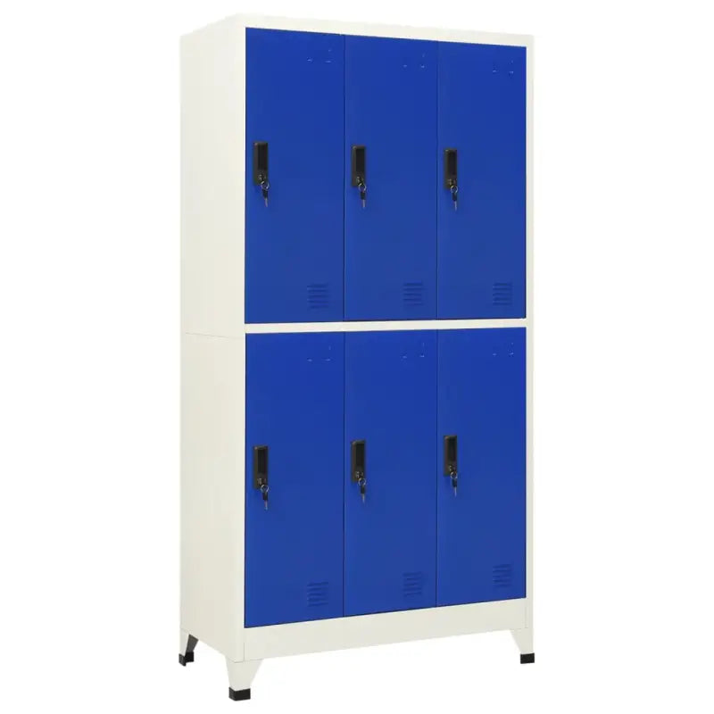 Moderne metalen opbergkast voor kantoorruimte - Grijs en blauw / 1 / Met 6 lockers - Opbergkasten & lockerkasten