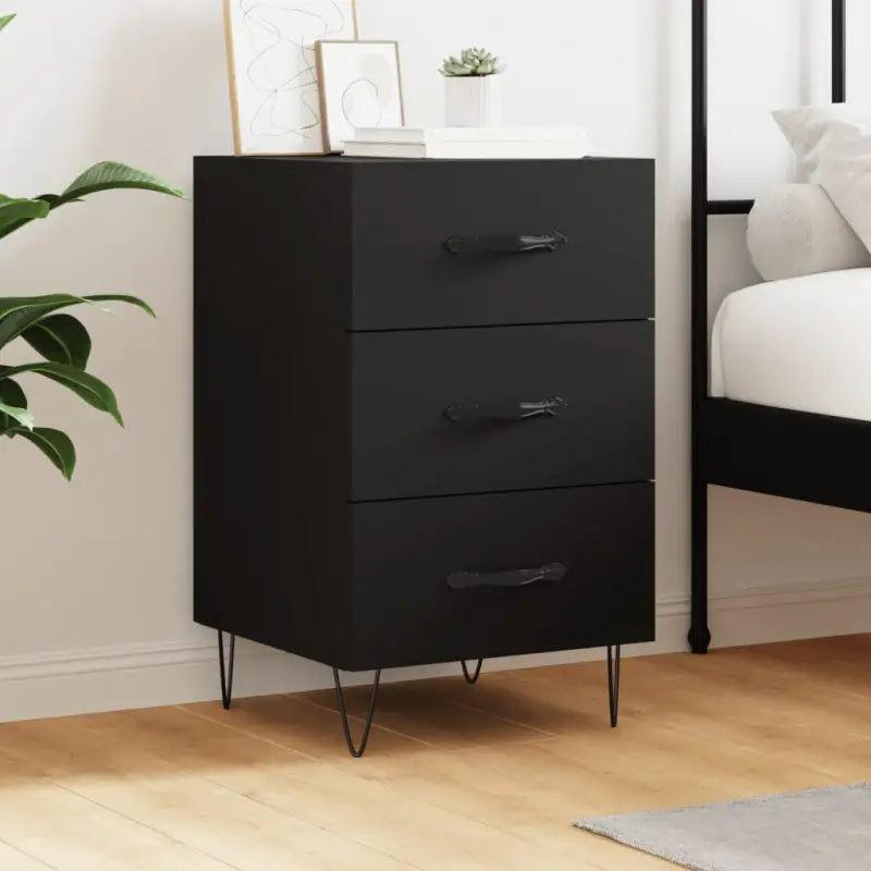 Moderne nachtkastjes van bewerkt hout voor een stijlvolle inrichting - Zwart / 1 - Nachtkastjes