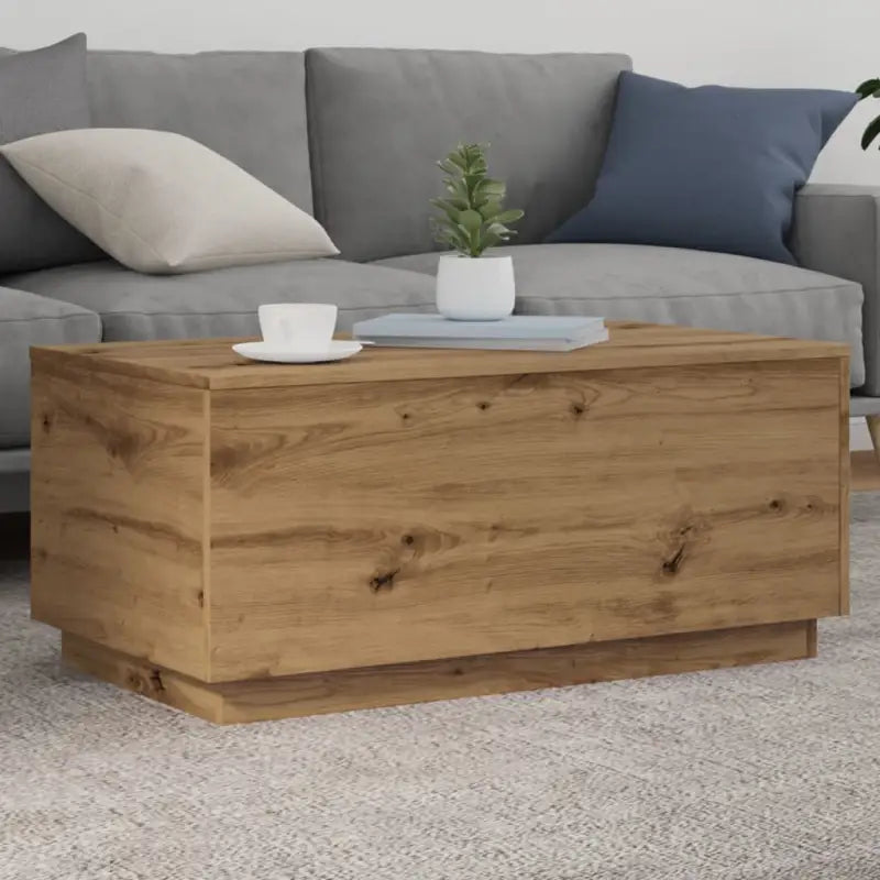 Moderne salontafel met RGB LED-verlichting en duurzaam bewerkt hout - artisanaal eikenkleurig / 1 / 90 cm - Salontafels