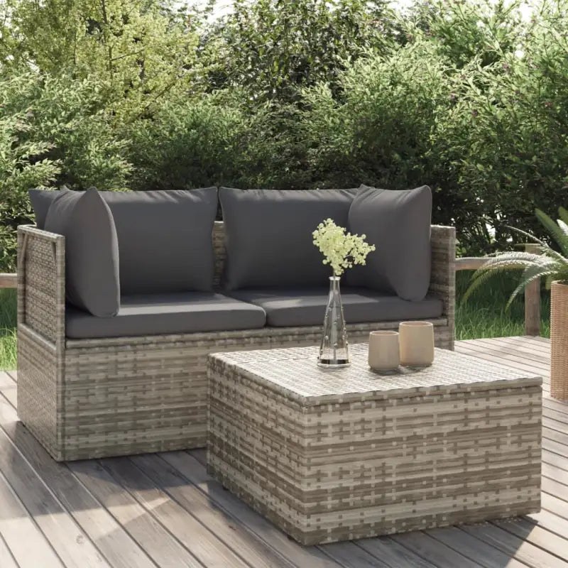Moderne tuin loungebank met waterdichte zak van poly rattan - 1 / 2x hoek + Tafel - Loungebanken