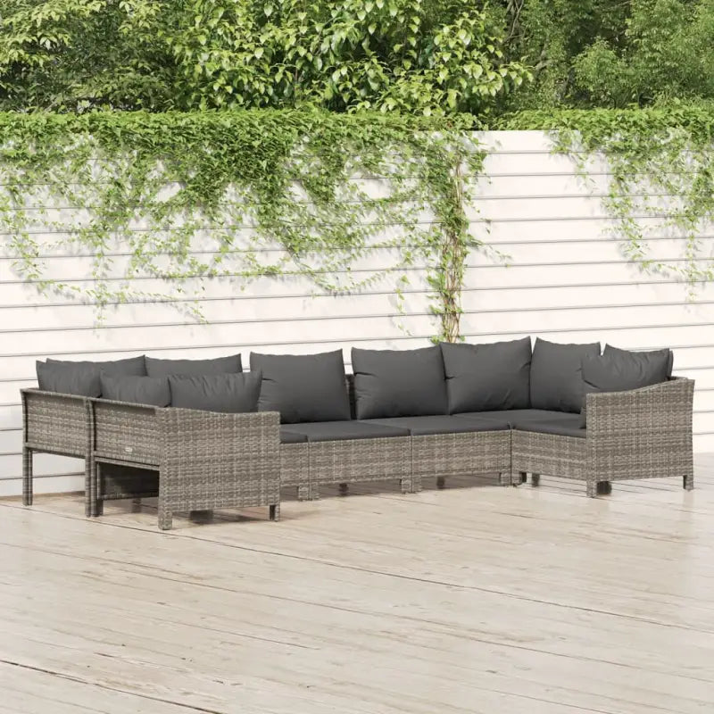 Moderne tuin loungeset met poly rattan en armleuning links - 2x corner + 3x middle + 2x armchair - Tuinsets