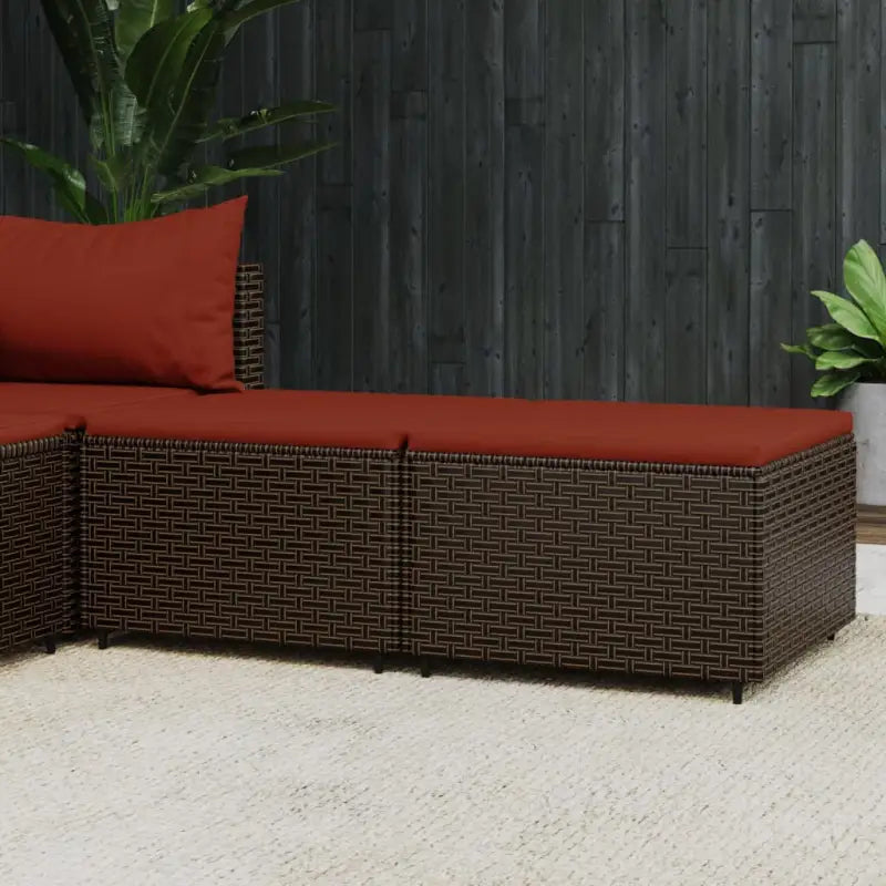 Moderne tuinpoefs met poly rattan voor stijlvol ontspannen - Bruin en rood / 2 - Tuinpoefs