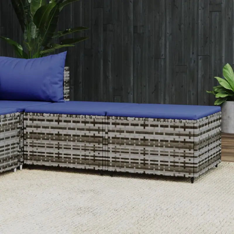 Moderne tuinpoefs met poly rattan voor stijlvol ontspannen - Grijs en blauw / 2 - Tuinpoefs