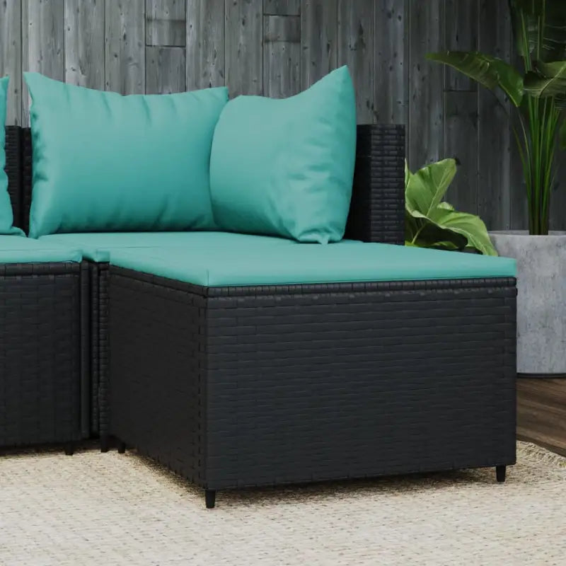 Moderne tuinpoefs met poly rattan voor stijlvol ontspannen - Zwart en blauw / 1 - Tuinpoefs