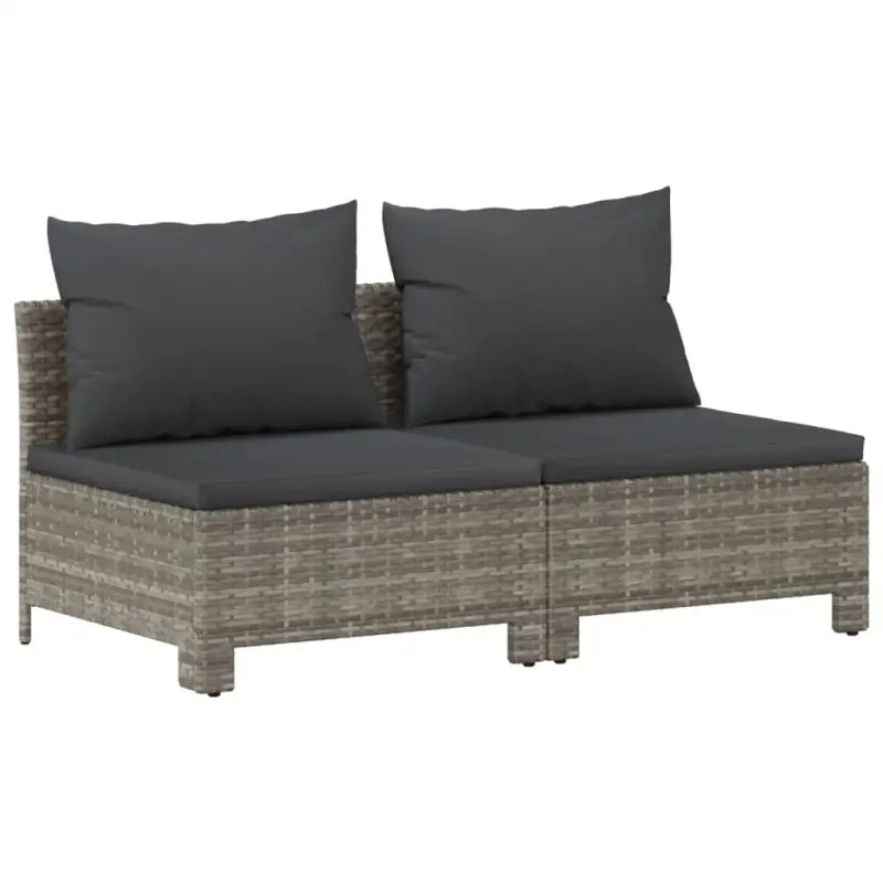 Moderne tuinset met poly rattan en armleuning links - 3x Fauteuil + hoek + 3x midden + voetensteun - Tuinsets