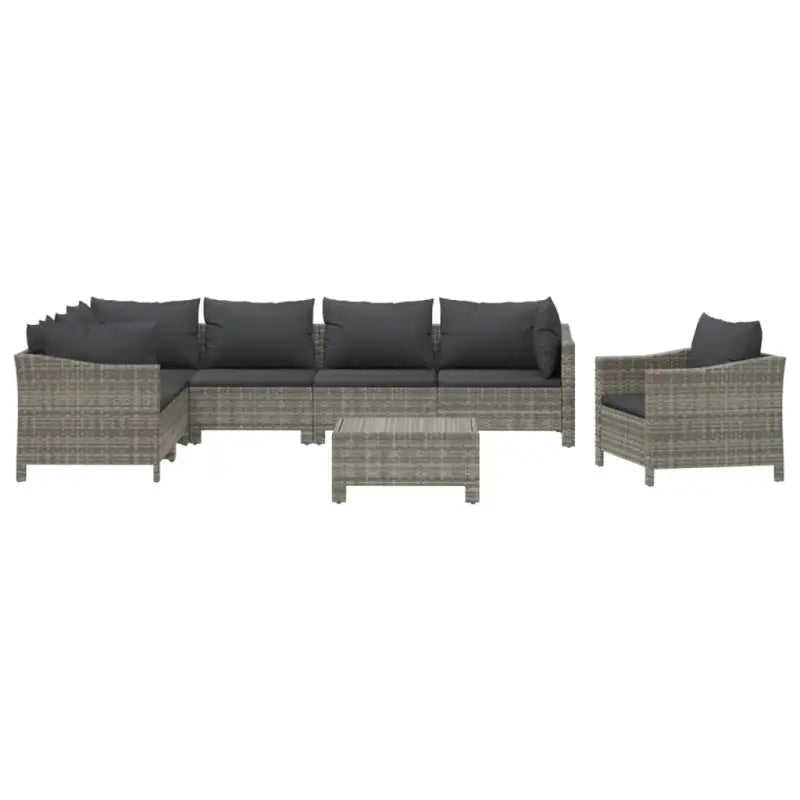 Moderne tuinset met poly rattan en armleuning links - 3x Fauteuil + hoek + 3x midden + voetensteun - Tuinsets