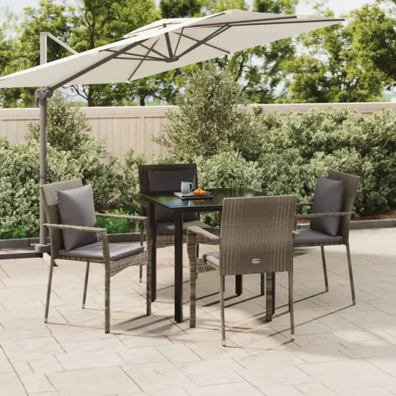 Moderne tuinset met poly rattan en gepoedercoat staal eenvoudig schoon - Grijs / 80 cm tafellengte - Tuinsets