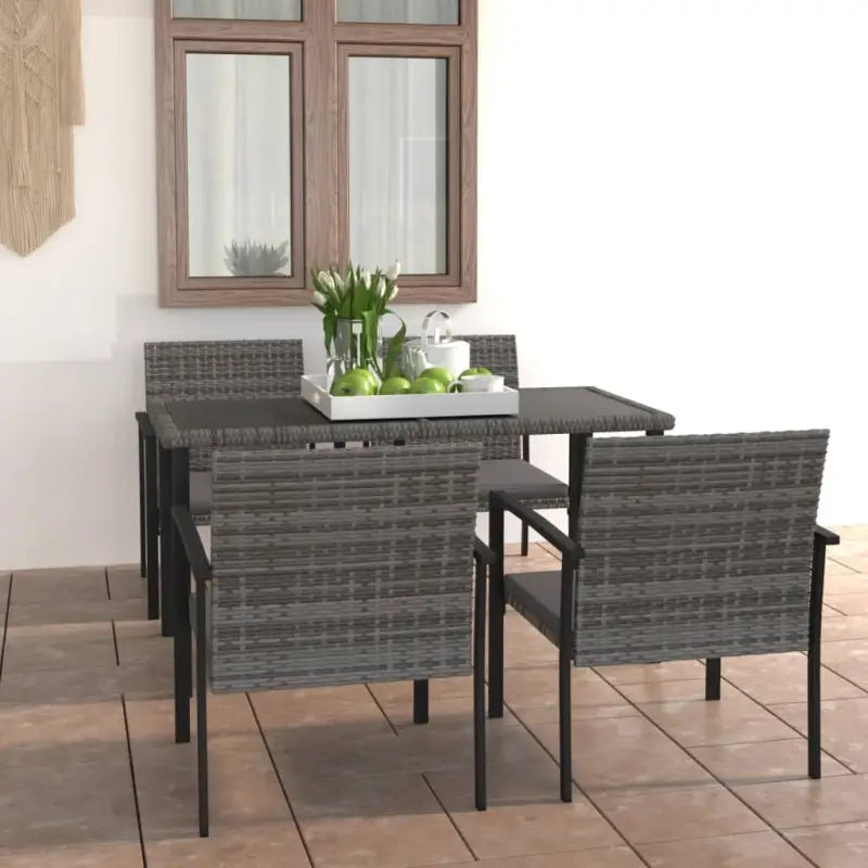 Moderne tuinset met poly rattan en gepoedercoat staal - Grijs - Tuinsets