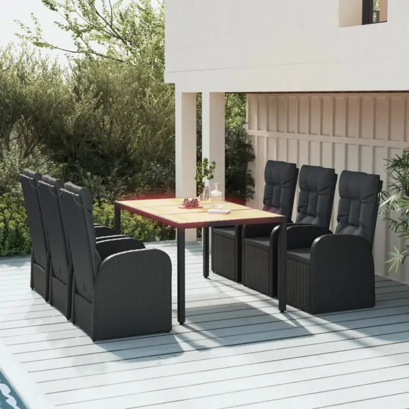 Moderne tuinset met weerbestendig poly rattan voor buitenplezier - 150 cm tafellengte / 1 / 6x stoel + tafel - Tuinsets