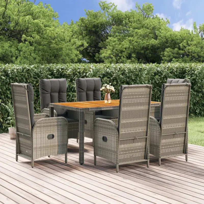Moderne tuinset van poly rattan en massief acaciahout met gepoedercoat staal - Tuinsets