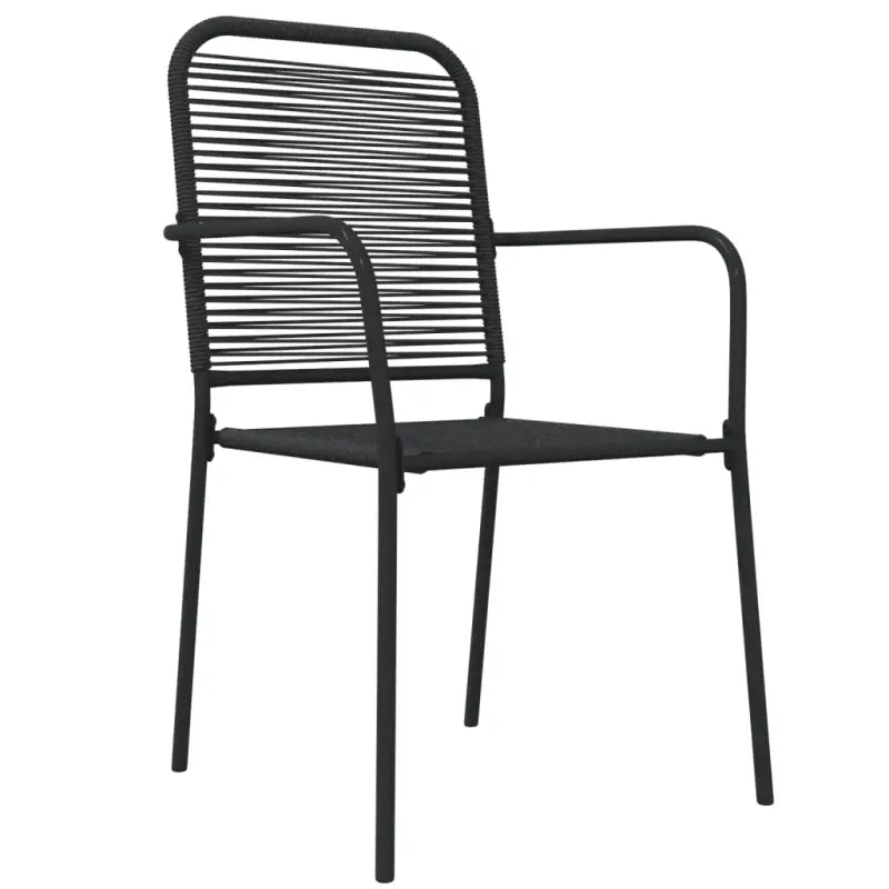 Moderne tuinstoel met katoenen touw en zwart gepoedercoat staal - Tuinsets
