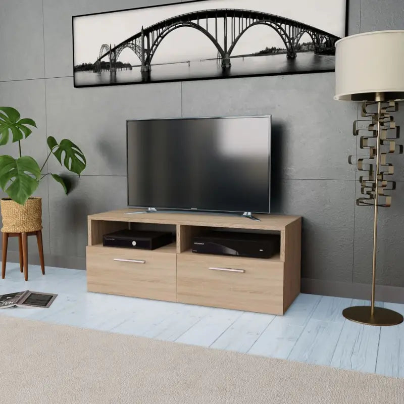 Moderne tv-meubel van bewerkt hout met praktisch en stabiel ontwerp - Eiken / 1 - Tv-meubels