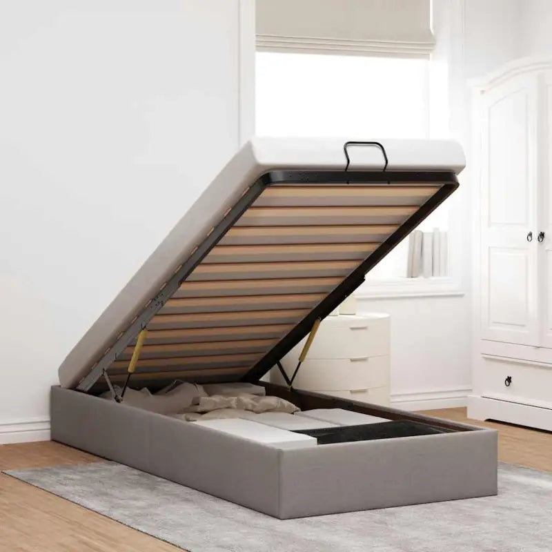 Moderne voetenbank met opbergruimte en ademend vermogen voor boxspring nodig - Taupe / 100 x 200 cm - Bedden & bedframes