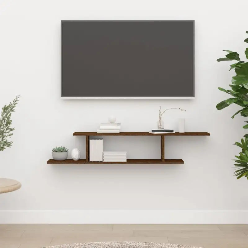 Moderne wandplank van bewerkt hout voor tv en accessoires - Wandplanken
