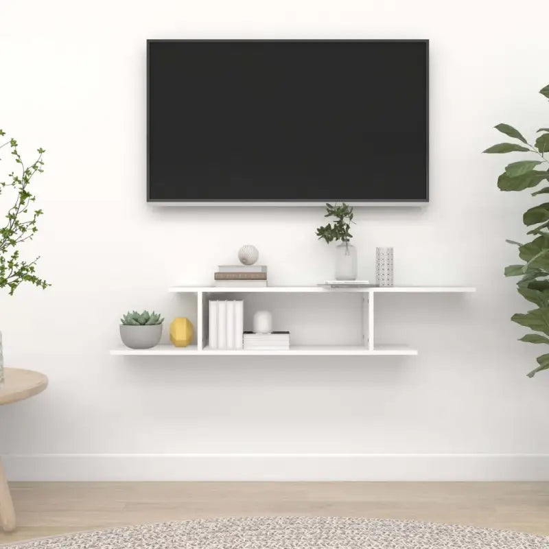 Moderne wandplank van bewerkt hout voor tv en accessoires - Wit / 1 - Wandplanken