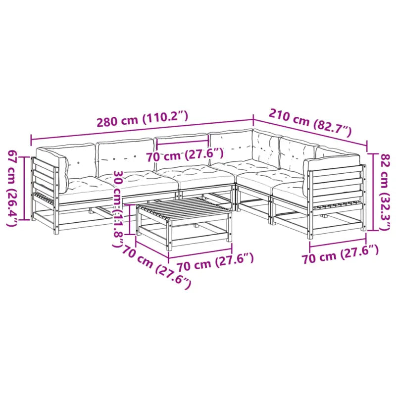 Modulair loungeset van massief grenenhout voor een comfortabele zitervaring - Tuinsets