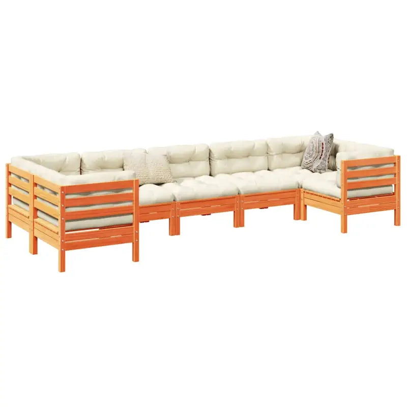 Modulair loungeset van massief grenenhout voor een comfortabele zitervaring - Wasbruin - Tuinsets