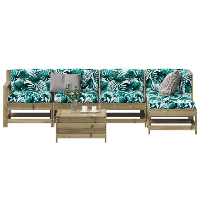 Modulair tuinset van massief douglashout met gelat ontwerp - Naturel geïmpregneerd - Tuinsets