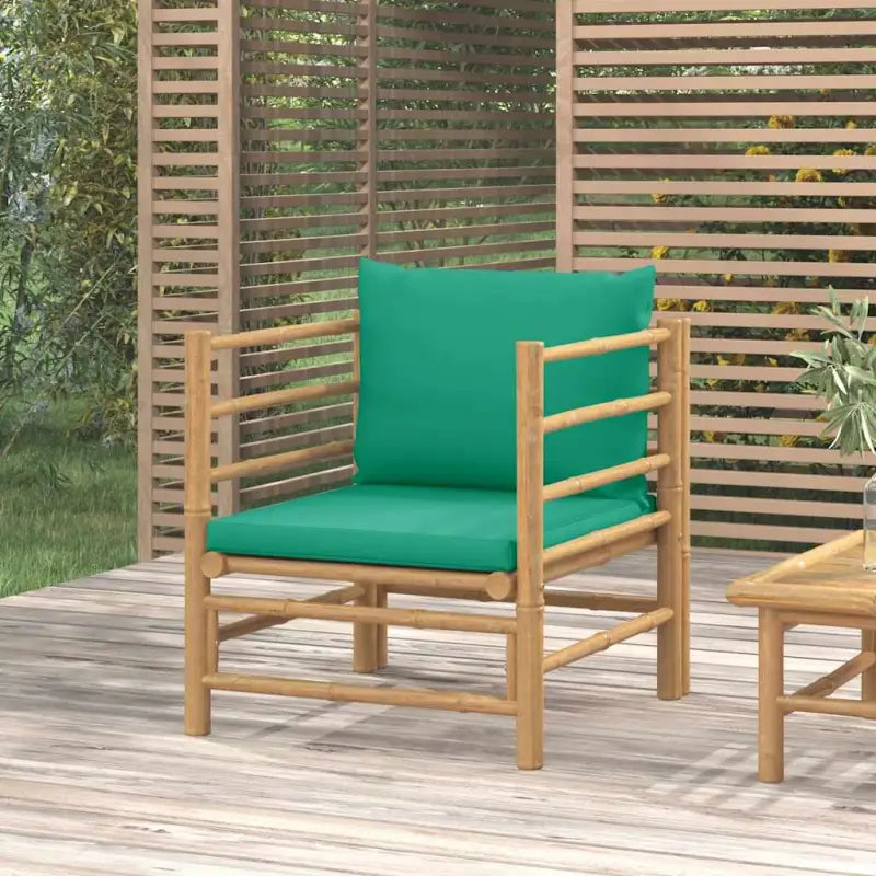 Modulaire bamboe tuinbank met comfortabele afmetingen en rugkussen - Groen / 1 / Fauteuil - Modulaire tuinbanken