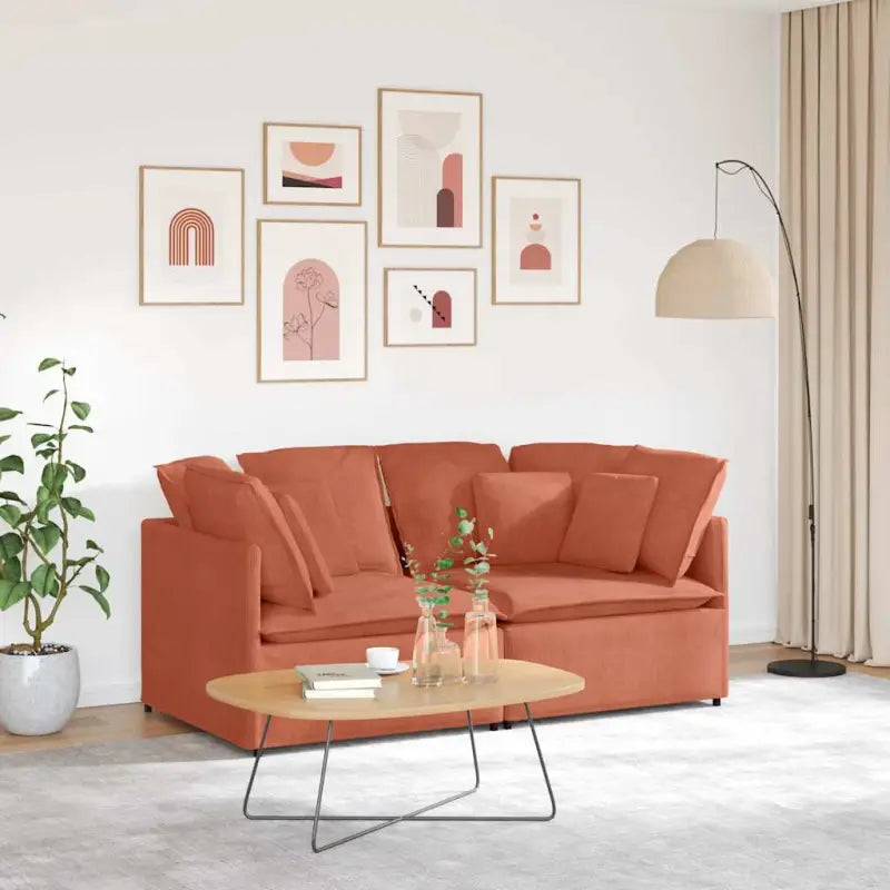 Modulaire bank in corduroy stof voor dagelijks gebruik en elegantie - Rood - Banken