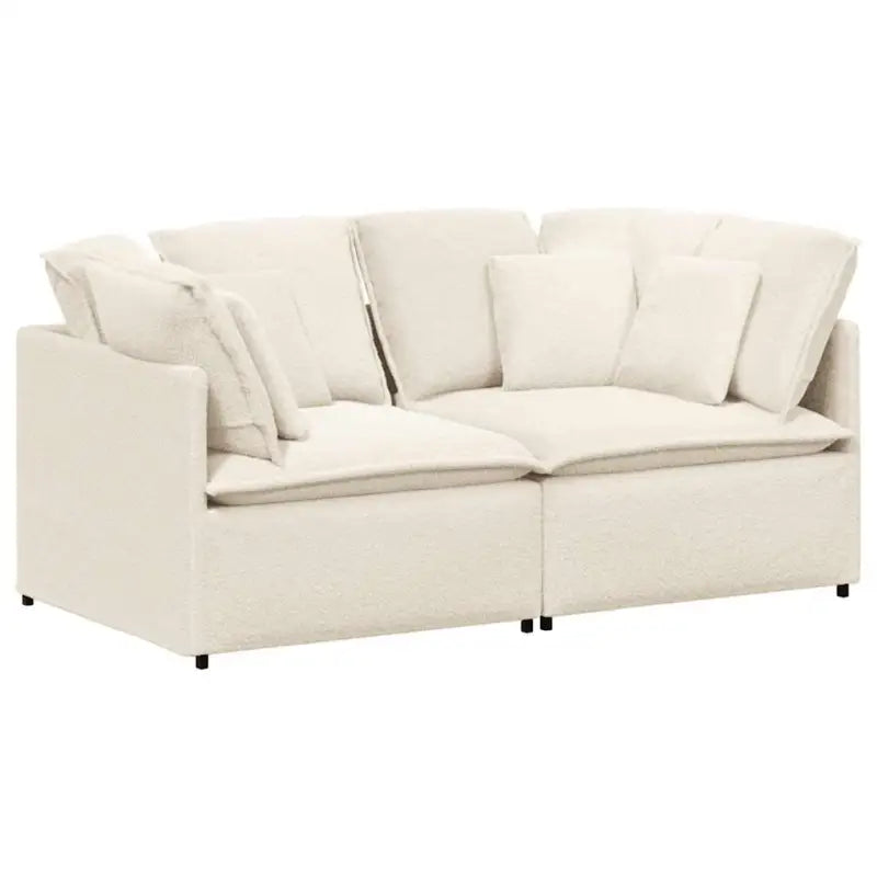 Modulaire bank in gekrulde wolachtige stof voor een luxe zithoek - Banken