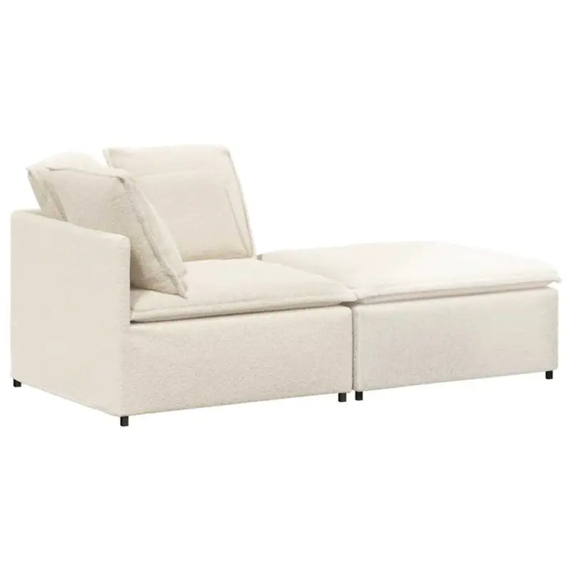 Modulaire Bank in Gekrulde Wolachtige Stof voor Elegante Zitruimtes - Bankelementen