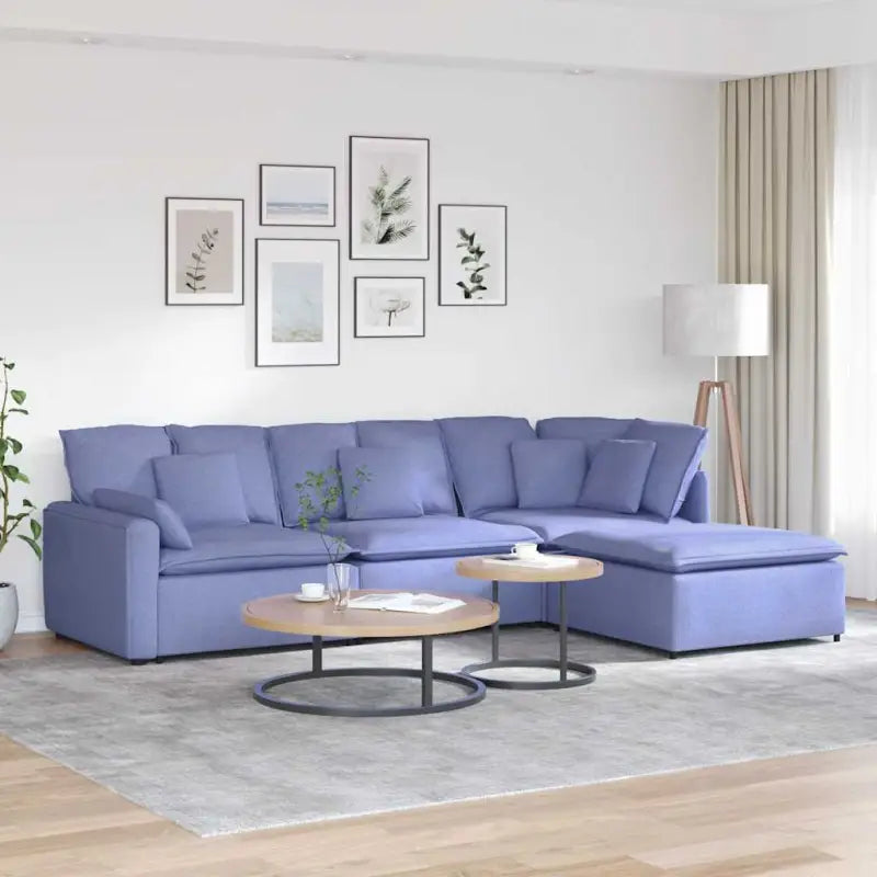 Modulaire bank met elegante afmetingen en comfortabele zitting - Jeansblauw - Bankelementen