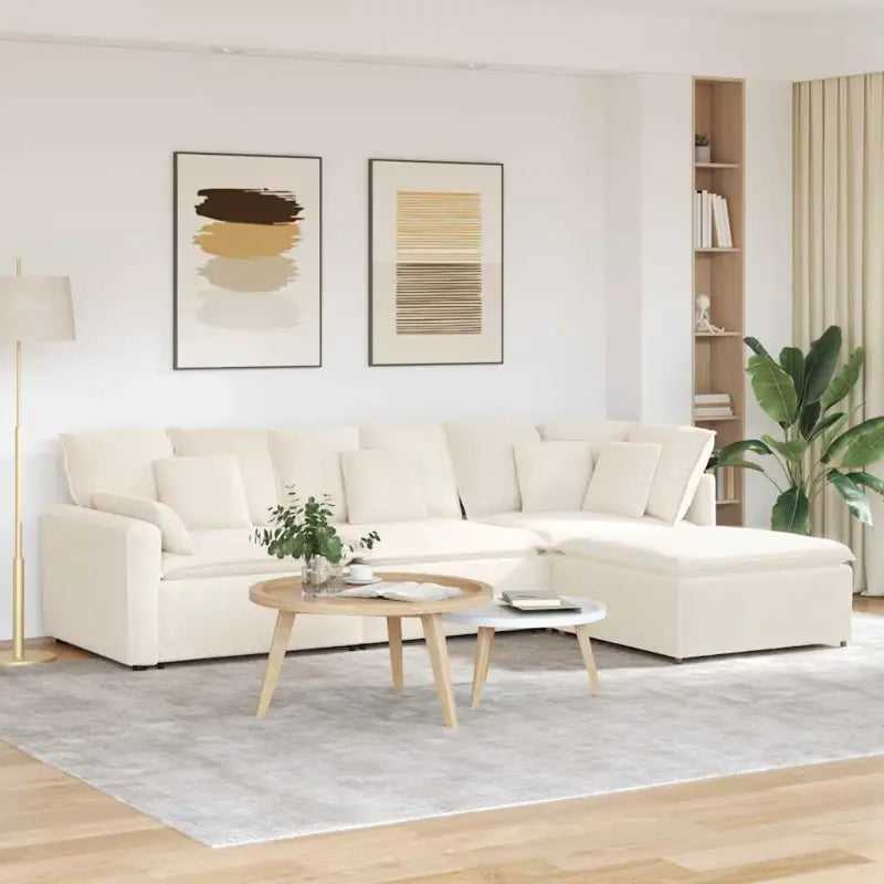 Modulaire bank met gekrulde wolachtige afmetingen en elegant design - Crème - Bankelementen