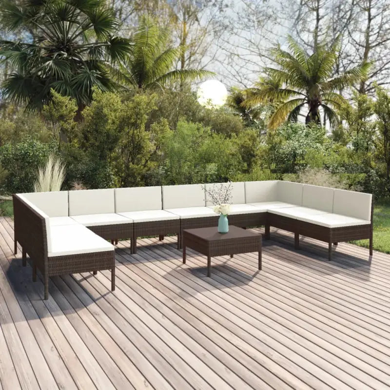 Modulaire loungeset met voetensteun en tafel voor ultiem tuincomfort - 2x hoek + 8x midden + Tafel - Tuinsets