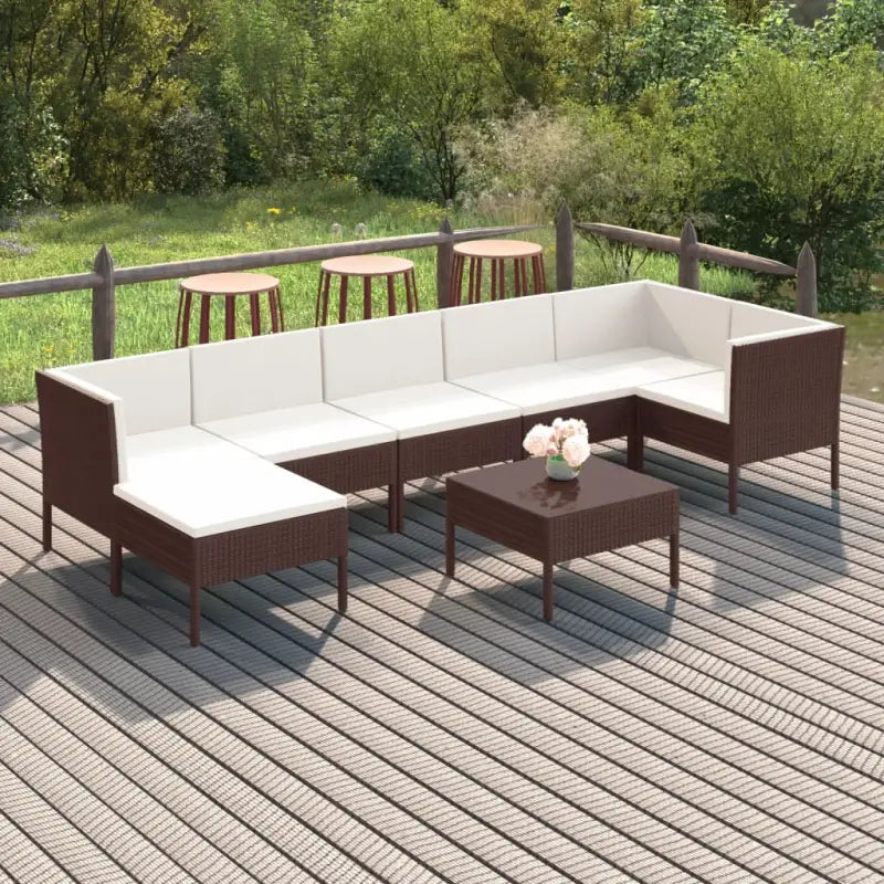 Modulaire loungeset met voetensteun en tafel voor ultiem tuincomfort - 3x hoek + 3x midden + voetensteun + Tafel