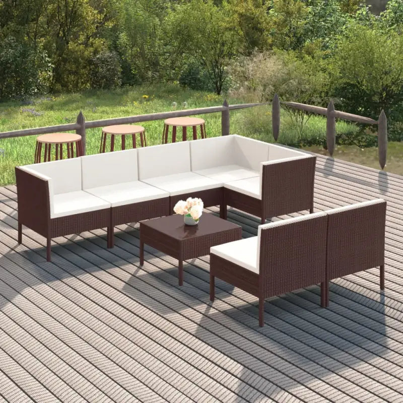 Modulaire loungeset met voetensteun en tafel voor ultiem tuincomfort - 4x midden + 3x hoek + Tafel - Tuinsets