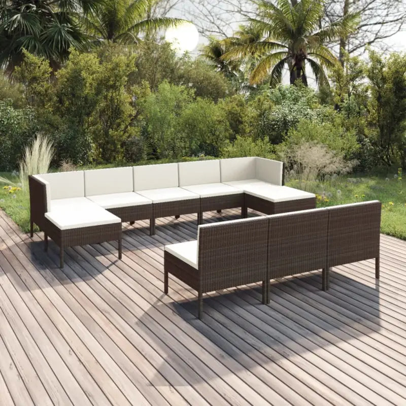 Modulaire loungeset met voetensteun en tafel voor ultiem tuincomfort - 2x hoek + 6x midden + 2x voetensteun - Tuinsets