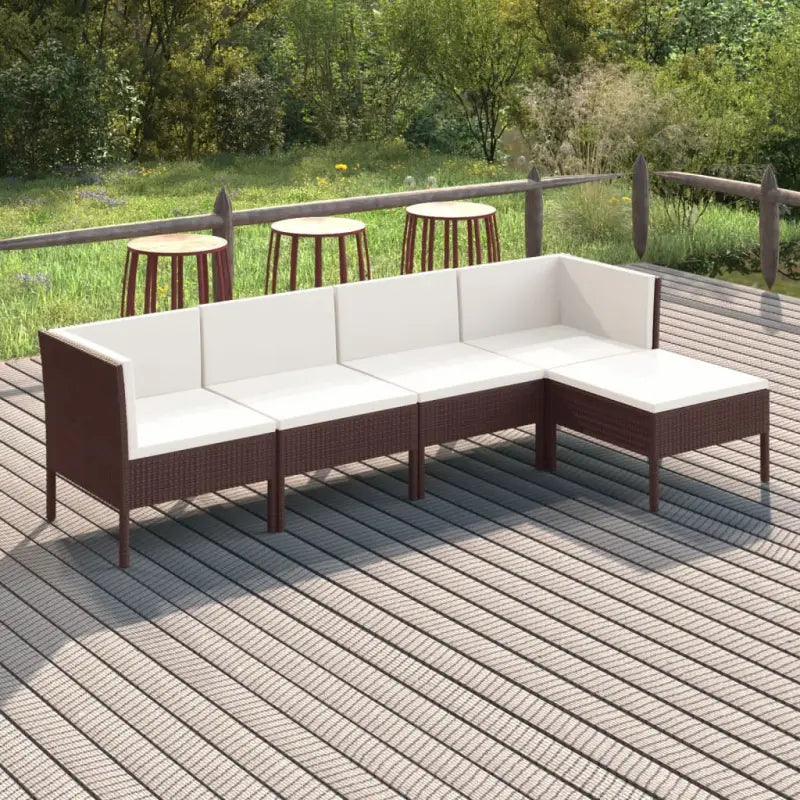 Modulaire loungeset met voetensteun en tafel voor ultiem tuincomfort - 2x midden + 2x hoek + voetensteun - Tuinsets
