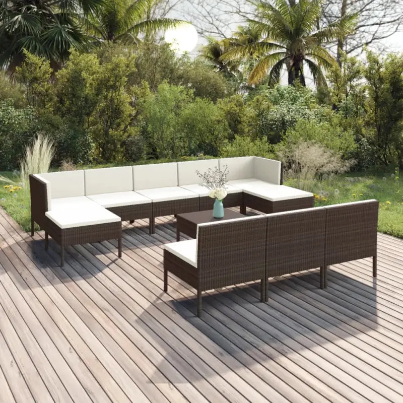 Modulaire loungeset met voetensteun en tafel voor ultiem tuincomfort - 2x hoek + 6x midden + 2x voetensteun + Tafel